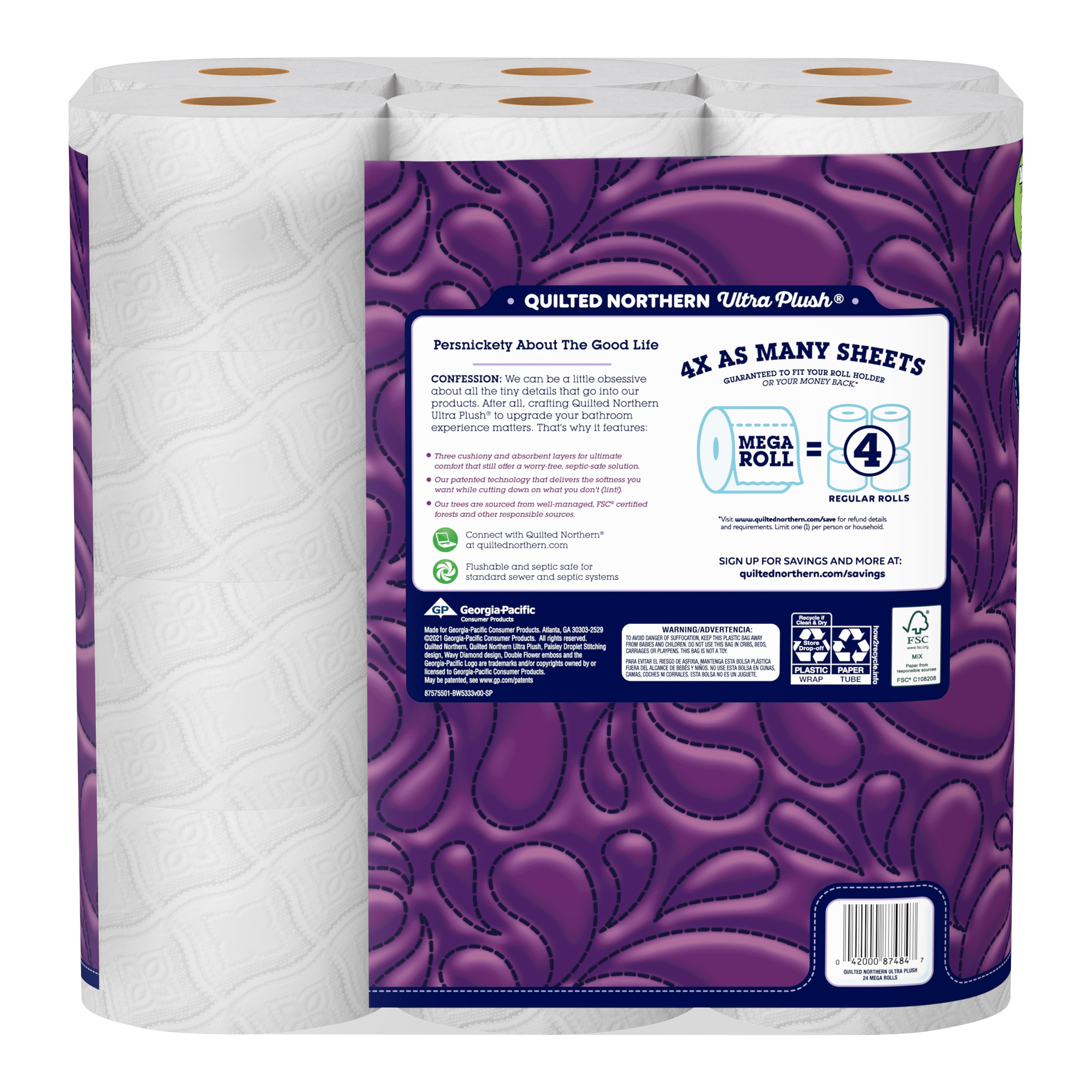 64-Count Quilted Northern Ultra Plush Mega Rolls Toilet Paper + Filler +  $15  Credit from $58.23 w/ S&S + Free Shipping