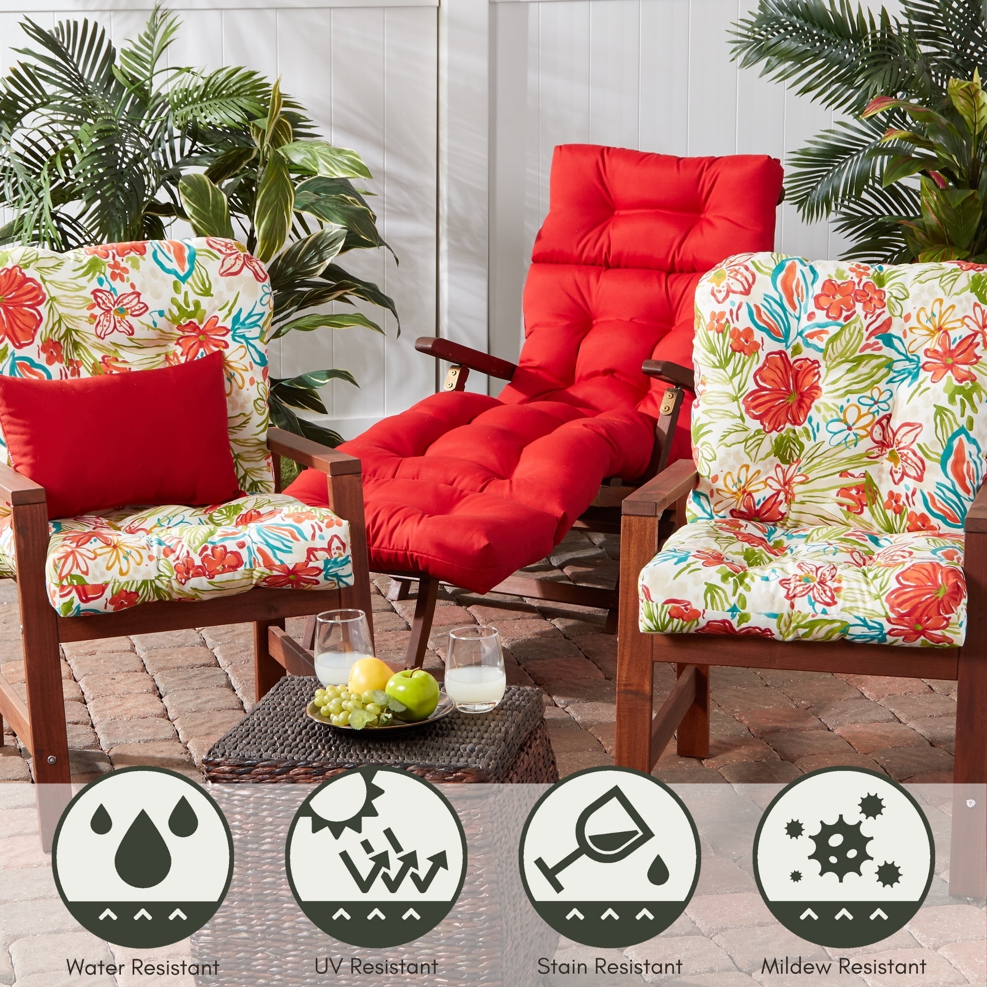 Greendale Home Fashions Outdoor Tufted 42'' x 21'' Chair Cushion, Breeze Floral