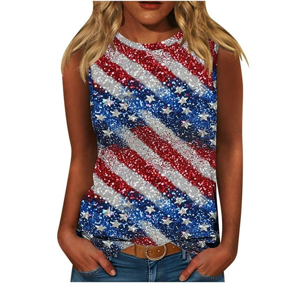 CaiJunJia American Flag Tank Tops for Women Independence Day Tank Top 4th of July USA Patriotic Tee Shirt