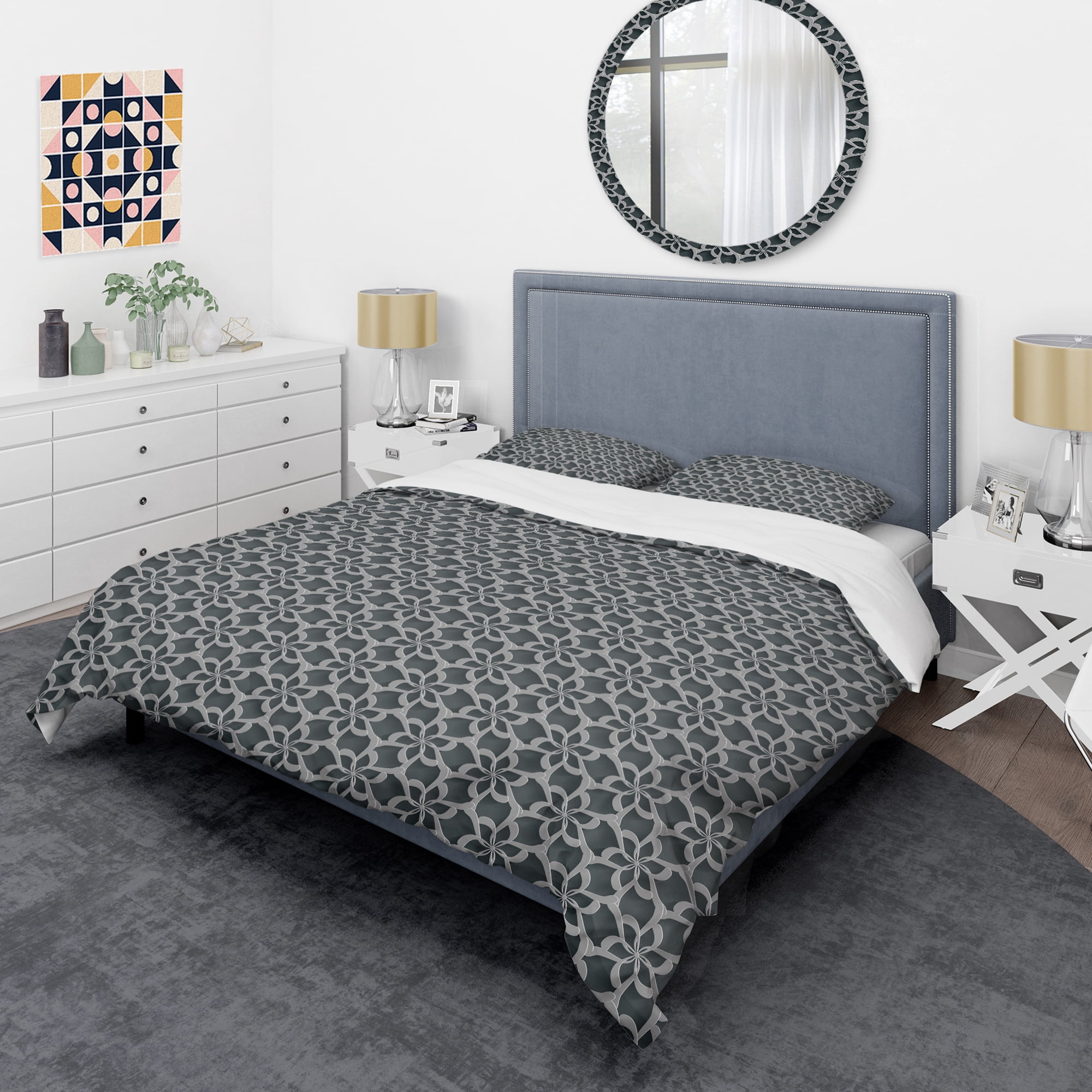 Designart 'Floral 3d Pattern Background.' Mid-Century Modern Duvet Cover Set