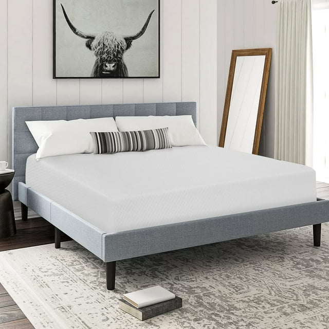 FDW King 8 Inch Medium-Firm Gel Memory Foam Mattress, CertiPUR-US Certified, in a Box, Pressure Relief, White