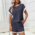 thumbnail image 4 of Bixock Women's 2 Piece Loungewear Set,Summer Casual Set,Solid Crew Neck Leisure Pocket Top Outfit Set, 4 of 5