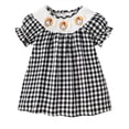 thumbnail image 2 of Zehjuhan Thanksgiving Kids Girl Dress Turkey Print Casual Short Sleeves Plaid Princess Party Dress for Toddler Baby Black，3-6M, 2 of 8