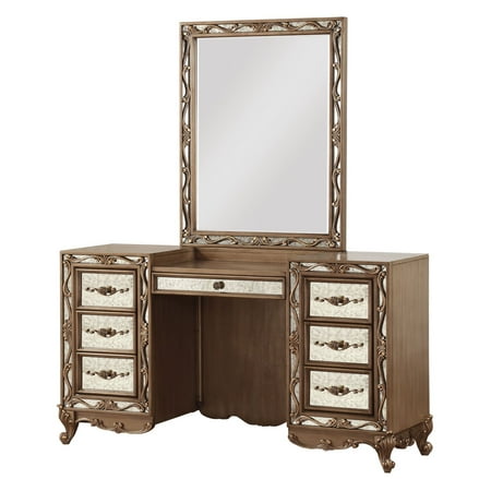 Acme Orianne Vanity Wooden Frame Mirror In Antique Gold Com Acme Orianne Vanity Wooden Frame Mirror