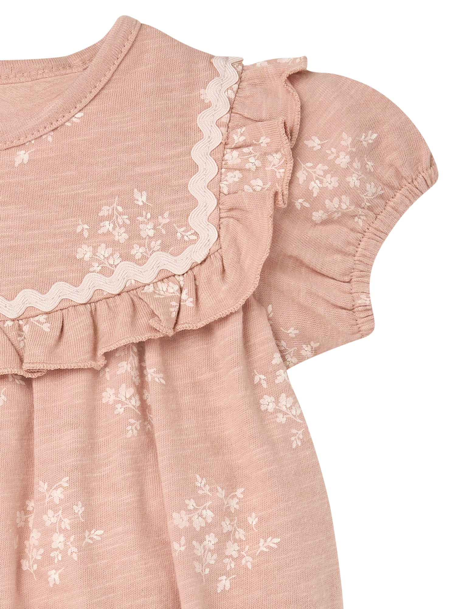 Modern Moments by Gerber Baby Girl Bubble Romper with Ric-Rac and Tights Outfit Set, 2-Piece, 0/3 Months - 24 Months
