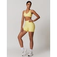 thumbnail image 3 of IDOPIP Women's 2 Piece Yoga Sets with Seamless Sports Bra and High Waist Shorts for Workout & Gym S Yellow, 3 of 9