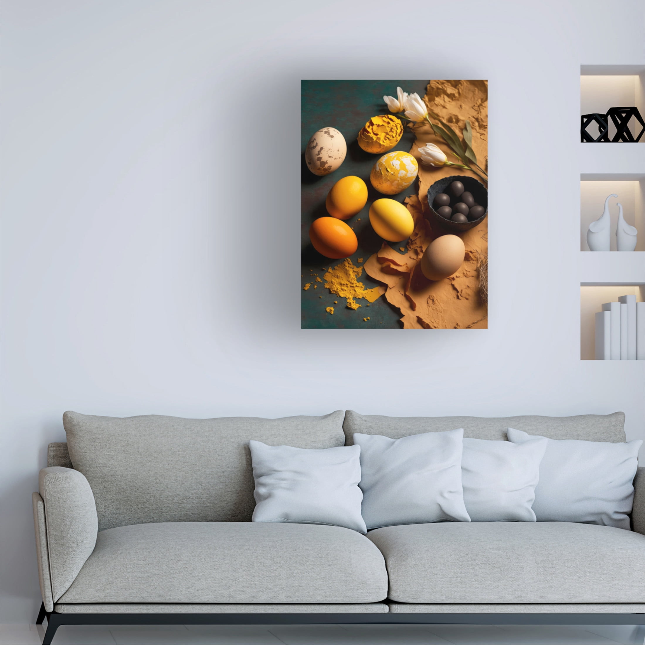 Canvas Wall Art - Treechild 'Colored Eggs' Wall Art for Living Room, Bedroom, or Office D?cor by Trademark Fine Art - 24 x 32 Inches