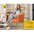 thumbnail image 3 of SEYNAR Oversized Glam Velvet Pumpkin Barrel Accent Chair,Modern Upholstered Cream Side Sofa Armchair for Living Room,Vanity(Orange), 3 of 13