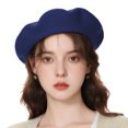 thumbnail image 1 of TOPTIE Classic Wool Beret French Style Artist Basque Beanie Hat 60% Wool-Navy Blue, 1 of 8