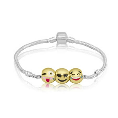 18K Gold Plated Emoji Charm Bracelet 3 Charms Total!
