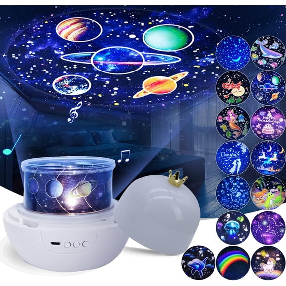KISTRA Little Crown Night Light Star Projector Galaxy Projector Porjector Science 15 in 1 ProjectionChildren Timed Rotating Galaxy Gaming LightPartyStar Light Projector Indoor