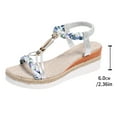 thumbnail image 4 of Abomasnow Women Sandals Walking Flats Summer Beach Sandals Arch Support Casual Dressy Shoes for Women Elastic Ankle Strap Jeweled Bohemian Shoes, 4 of 9