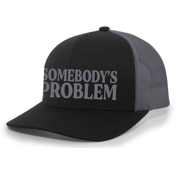 Trenz Shirt Compant Somebody's Problem Mens Mesh Back Embroidered Trucker Hat, Black/Charcoal