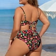thumbnail image 5 of Fznquz Tummy Control 2 Piece Swimsuit for Women Plus Size High Waisted Swim Suits Cutout Tie Back Floral Bathing Suit,XXXXL, 5 of 7