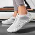 thumbnail image 3 of Rokment Womens Mens Barefoot Slip on Water Shoes Adult Mesh Five Finger Wide Toe Non Slip Rubber Sole Hiking Trekking Swimming Pool River Yoga Exercise Beach Sneakers Quick-Dry White Size 11, 3 of 5