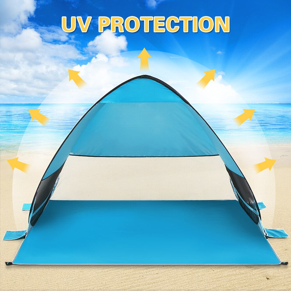 Pop Up Beach Tent UPF 50+ Sun Shelter for 2-3 Person Automatic Portable Beach Shade Tent Outdoor Cabana Sun Umbrella,Blue