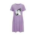 thumbnail image 2 of FDGIU Women's Halloween Pajamas Nightgown Short Sleeve Printed Sleepshirt, Soft Breathable Sleepwear Loungewear, Trendy Loose Pajama Dress with Pockets, 2 of 4