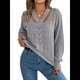 thumbnail image 1 of Suéter Informal de Cuello en V Ahuecado para Mujer, Suéter de Punto de Larga, Suéteres Superiores. Gris L, 1 of 10