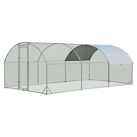 Topcobe 19 Feet Large Metal Chicken Coop Outdoor Galvanized Dome Cage with Cover-L, Chicken House, Outside Shelter for Animal