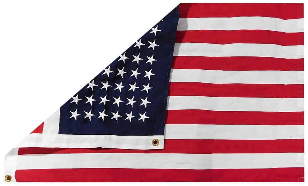2x3 Embroidered 48 Star USA Sewn 100% Cotton Flag 2'x3' Clips