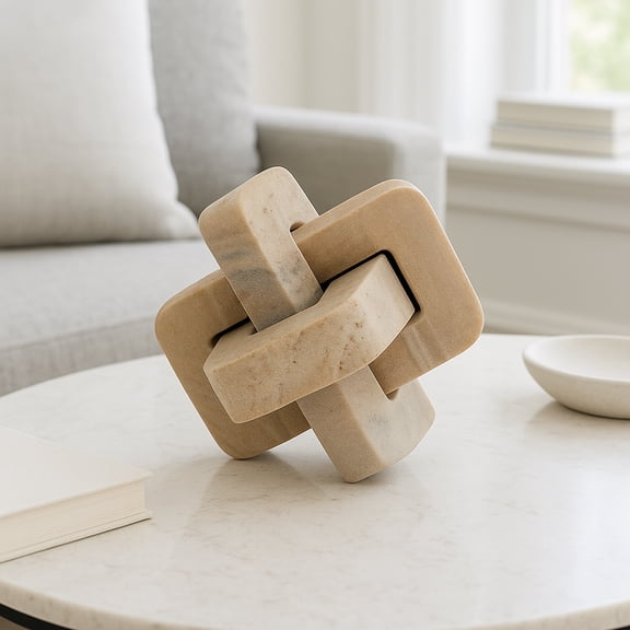 Modern Marble Sculpture for Home Decor - Living Room Ornament, Room, Bathroom, Office and Shelf Styling with Modern Object - Decorative Statues for Coffee Table Display - 5", Brown
