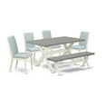 thumbnail image 2 of East West Furniture X-Style 6-piece Wood Dining Set in White/Cement, 2 of 10