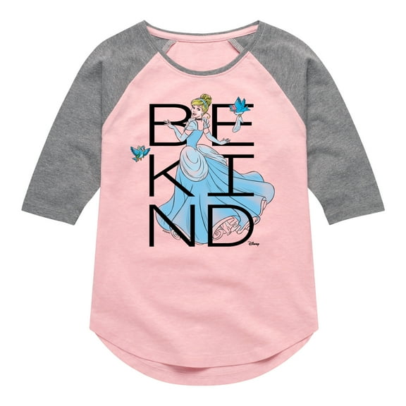 Disney Princess - Cinderella Be Kind - Toddler & Youth Girls Raglan Graphic T-Shirt