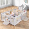 thumbnail image 2 of Gymax 81'' x 57'' Extra Large Playpen for Babies & Toddlers w/Basketball Hoop  Gray, 2 of 9