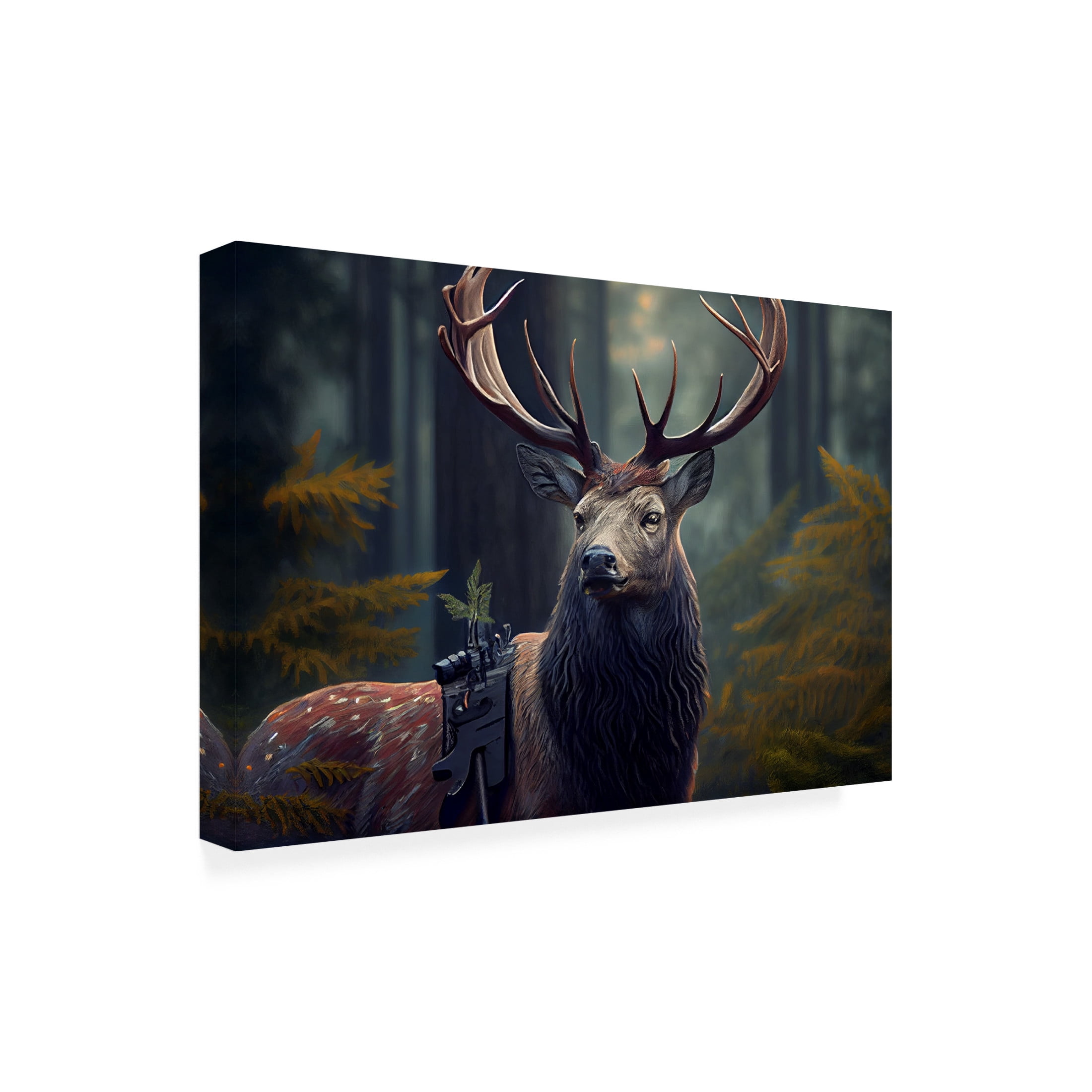 Canvas Wall Art - Sasha 'Warrior Deer I' Wall Art for Living Room, Bedroom, or Office Décor by Trademark Fine Art - 47 x 30 Inches