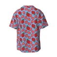thumbnail image 5 of Uemuo Strawberries Pattern Cotton Linen Short Sleeve Shirts,Casual Lightweight Button Down Shirts,Vacation Beach Summer Tops-Large, 5 of 7