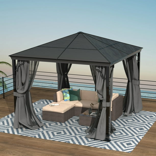 FineFind 10x10 Hardtop Gazebo Aluminum Frame and Polycarbonate Hardtop