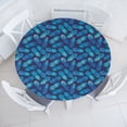 thumbnail image 3 of Ambesonne Modern Fitted Round Tablecloth, Exotic Pineapple, 40"- 44" Diameter, Night Blue Turquoise, 3 of 5