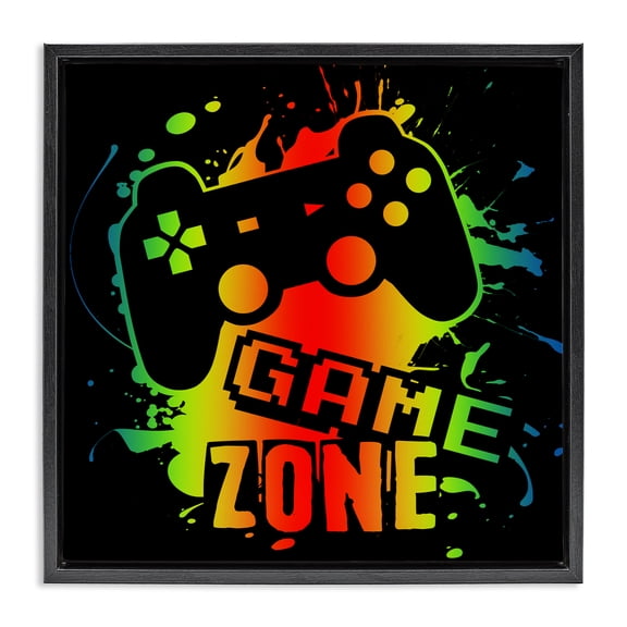 Stupell Industries Contemporary Gradient Gaming Zone Black Floating Frame Canvas Art, 18 x 18, by Marcus Prime
