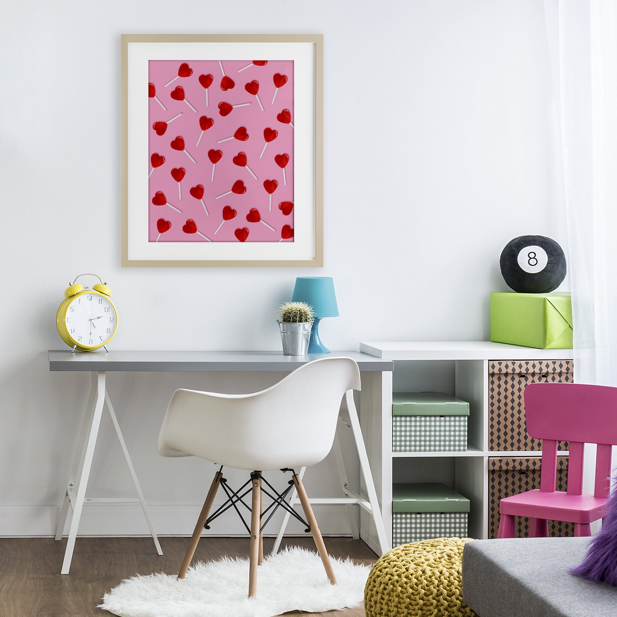 Stupell Industries Heart Lollipop Pattern Birch Framed Print Under Glass, design by LISH Creative