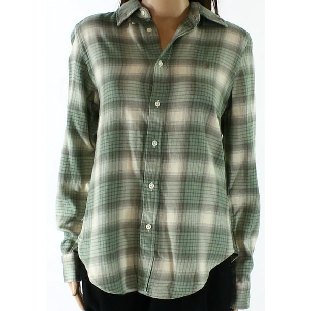 Ralph Lauren Ralph Lauren NEW Green Womens Size Medium M Plaid Button