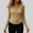 thumbnail image 5 of XuJwPNcy Long Sleeve Shirts for Women Button Down V Neck Fitted Tops Soft Comfy Sun Protection T-Shirts Summer Clothes, 5 of 7