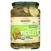 Woodstock Foods Organic Sliced Kosher Dill Pickles, 24 fl oz Jar, Serving Size 4.5 Pieces, Servings Per Container 14