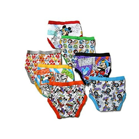 Disney Little Boys' Seven Pack Mickey Mouse Briefs, Assorted, 4T
