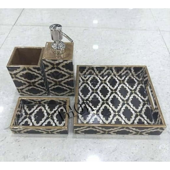 Bathroom Accessory Set Black Bathroom Accessories Set Bathroom Decor Sets Accessories for Apartments Bathroom Toothbrush Holder Dispenser Soap Dish with Tray Set