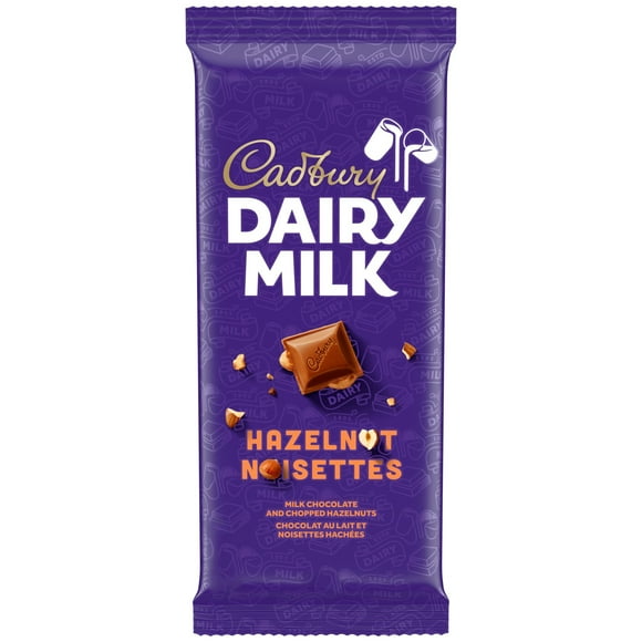 CADBURY DAIRY MILK Hazelnut Chocolate Bar with Chopped Hazelnuts, CADBURY DAIRY MILK Milk Chocolate Bar, 180 g, CADBURY DAIRY MILK HAZELNUT 180G 12