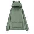 thumbnail image 2 of Fleece Hoodies Frog Hoodie Winter Warm Thick Loose Oversized Sweatshirt Outwear Hooded, 2 of 5