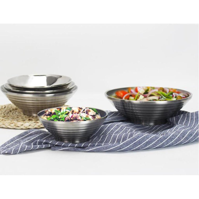  Bremel Large Black Salad Bowls with Bamboo Lids - Set