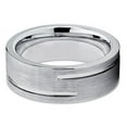 thumbnail image 2 of 8mm Silver Tungsten Carbide Ring Double Groove Brushed Finish Unique Wedding Band (6), 2 of 3