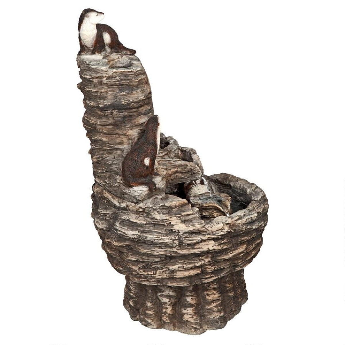 Outdoor Living and Style Tres Amigos Playful Otter Cascading Garden Fountain - 28"