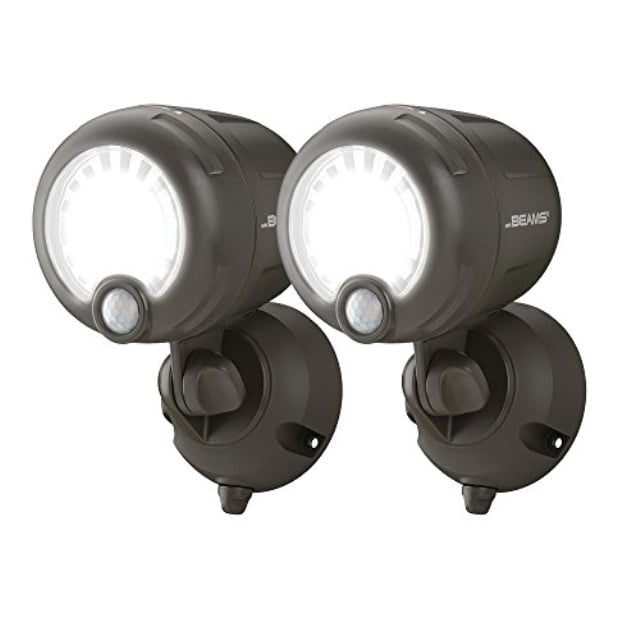 Brown Mr Beams MB360XT Wireless Battery-Operated Outdoor Motion-Sensor-Activated 200 Lumen LED Spotlight 2-Pack 