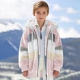 thumbnail image 4 of CCRFTGI Hoodie for Child Boys Girls 10-12 Sherpa Patchwork Fleece Lined Full Zip Hoodie Fashion Fall Winter Jacket Fluffy School Uniform Sweater Pink 12-13 Years, 4 of 6