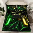 thumbnail image 2 of Feelyou Futuristic Gamepad Boys Bed Sheets, Green Yellow Abstract Line King Sheets, Modern Video Gaming Sheet Set, Breathable Home Decor, 4pcs, 2 of 7