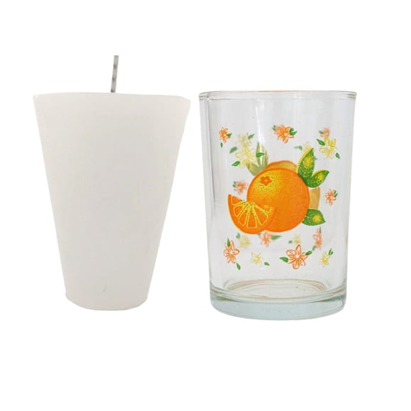 20 Veladora En Vaso Cafetero Decorado Naranja, Parafina Con Aroma Fabrica De Velas Y Veladoras Luz María Veladora En Vaso Cafetero Decorado Parafina Con Aroma