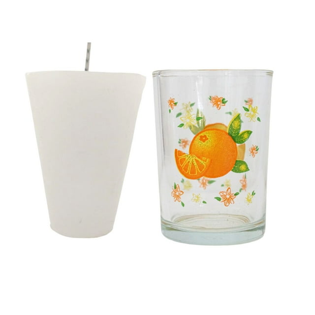 20 Veladora En Vaso Cafetero Decorado Naranja, Parafina Con Aroma Fabrica De Velas Y Veladoras Luz María Veladora En Vaso Cafetero Decorado Parafina Con Aroma