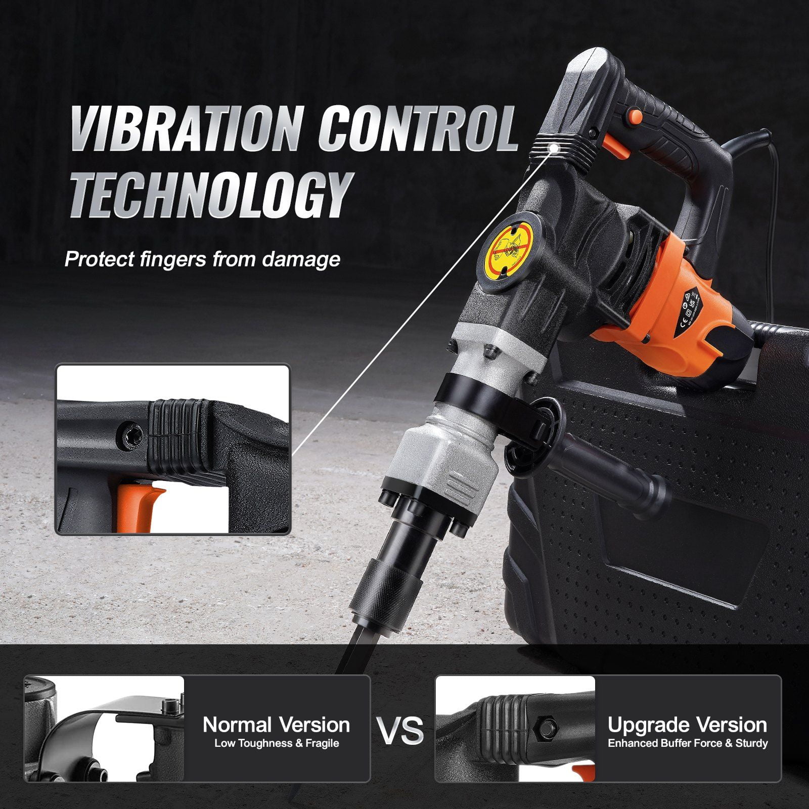 Demolition Jack Hammer 1400W, Electric Concrete Breaker w/ 2 Chisel Bits, Heavy Duty Demolition Tool for Construction